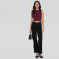 Knitted Solid Sleeveless Crop T-Shirt