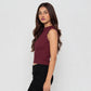 Knitted Solid Sleeveless Crop T-Shirt