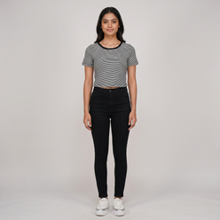 Striped Slim Fit Cropped T-Shirt
