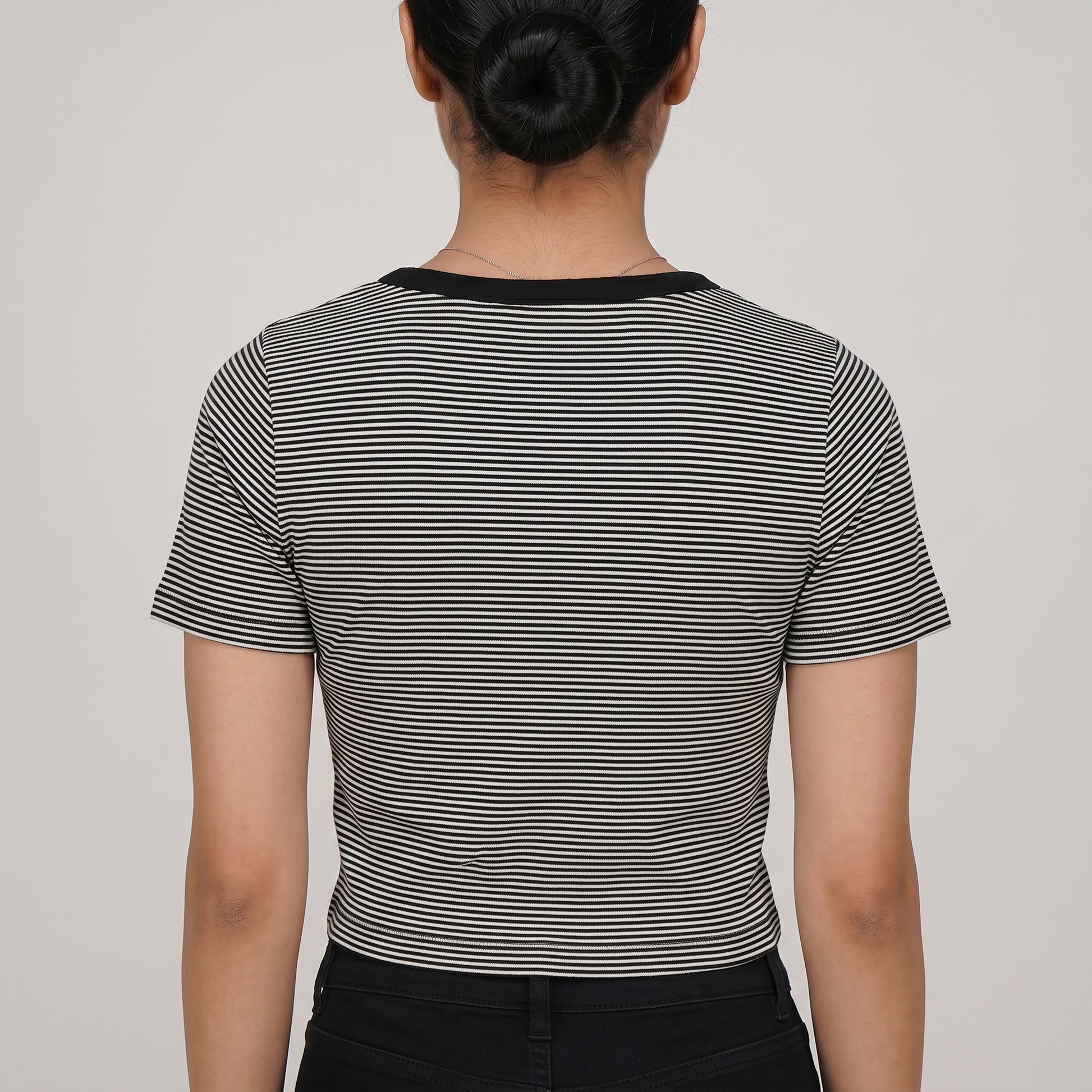 Striped Slim Fit Cropped T-Shirt