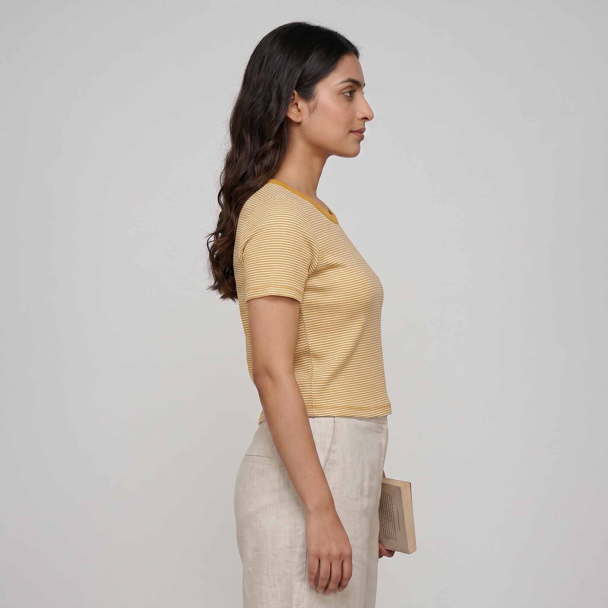 Striped Slim Fit Crop T-Shirt