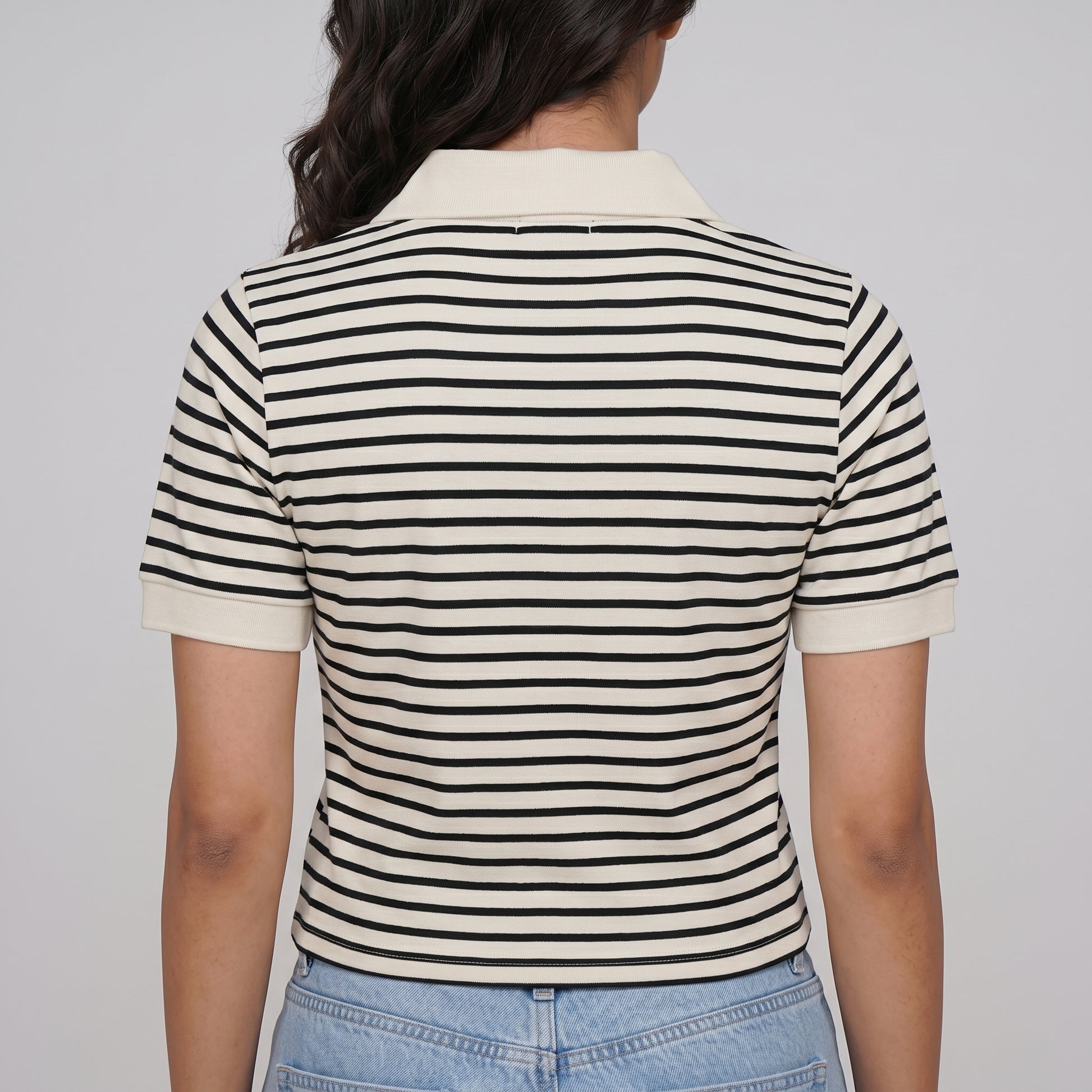 Slim Fit Striped Crop T-Shirt