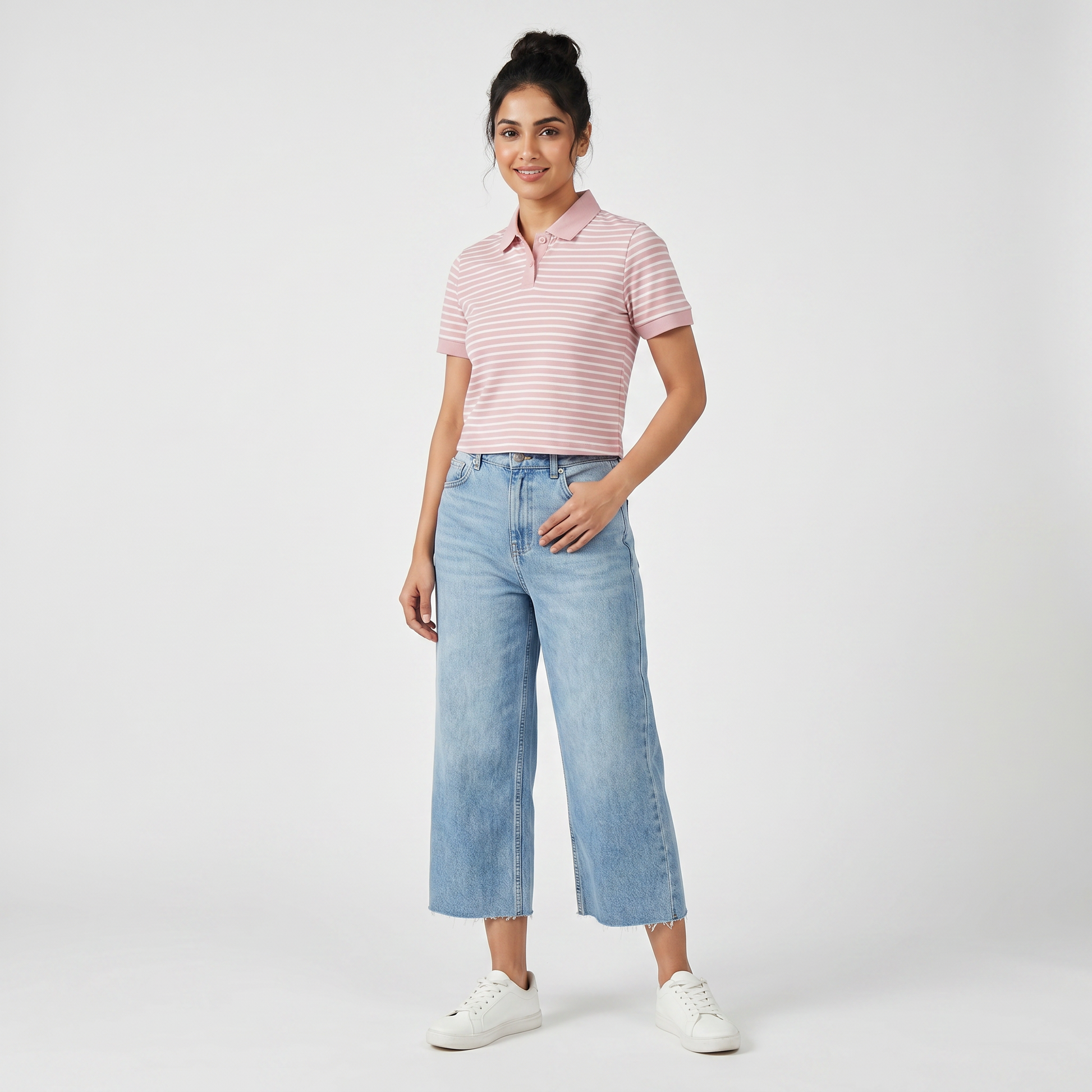 Slim Fit Striped Crop T-Shirt