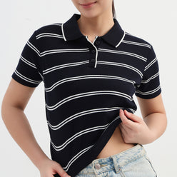 Striped Slim Fit Crop T-Shirt
