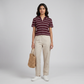 Striped Slim Fit Crop Polo T-Shirt