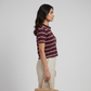 Striped Slim Fit Crop Polo T-Shirt