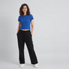 Solid Slim Fit Crop T-Shirt