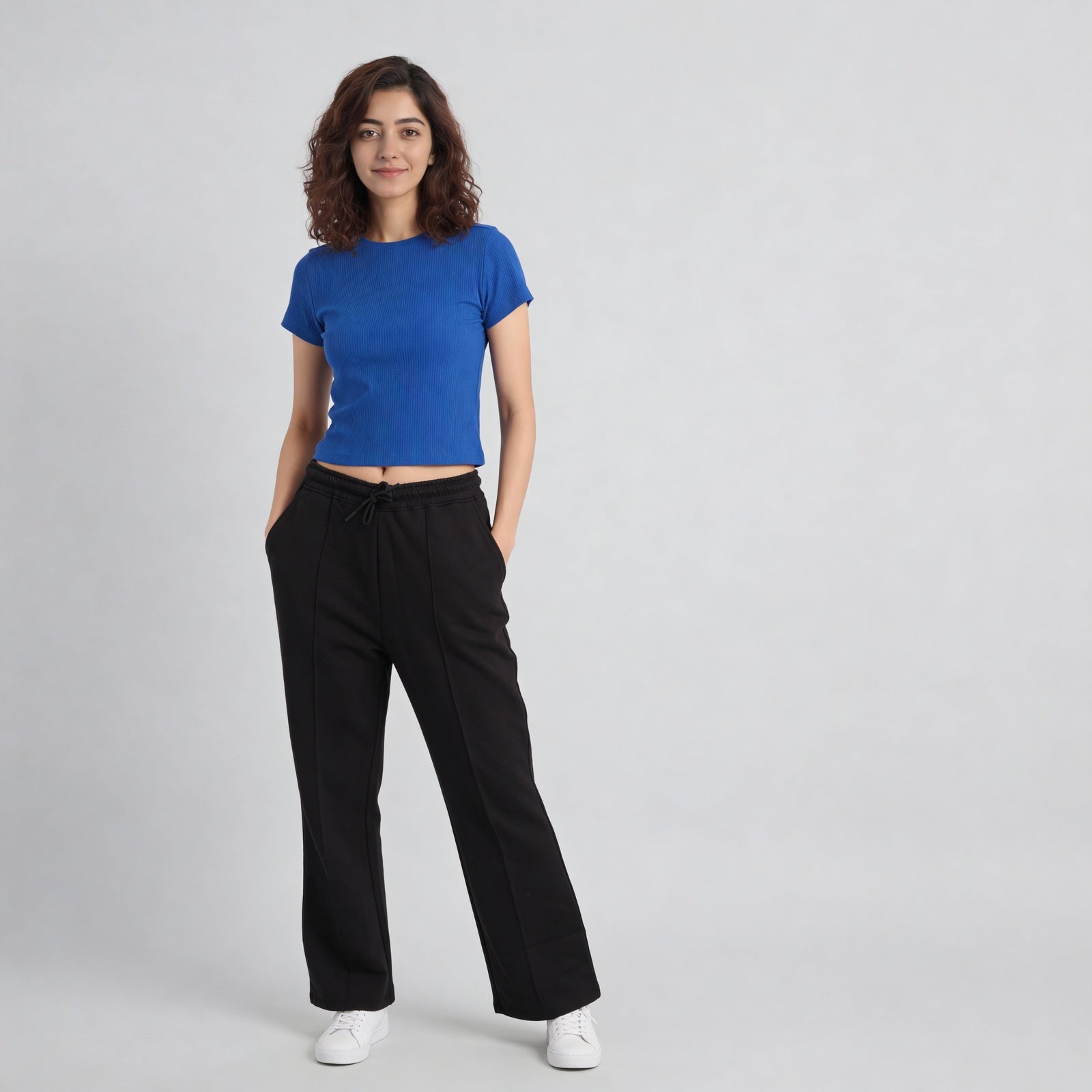 Solid Slim Fit Crop T-Shirt