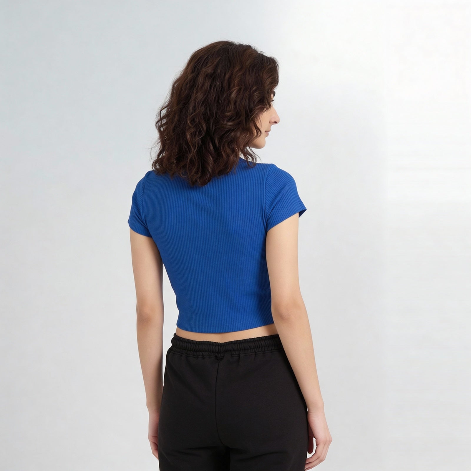 Solid Slim Fit Crop T-Shirt