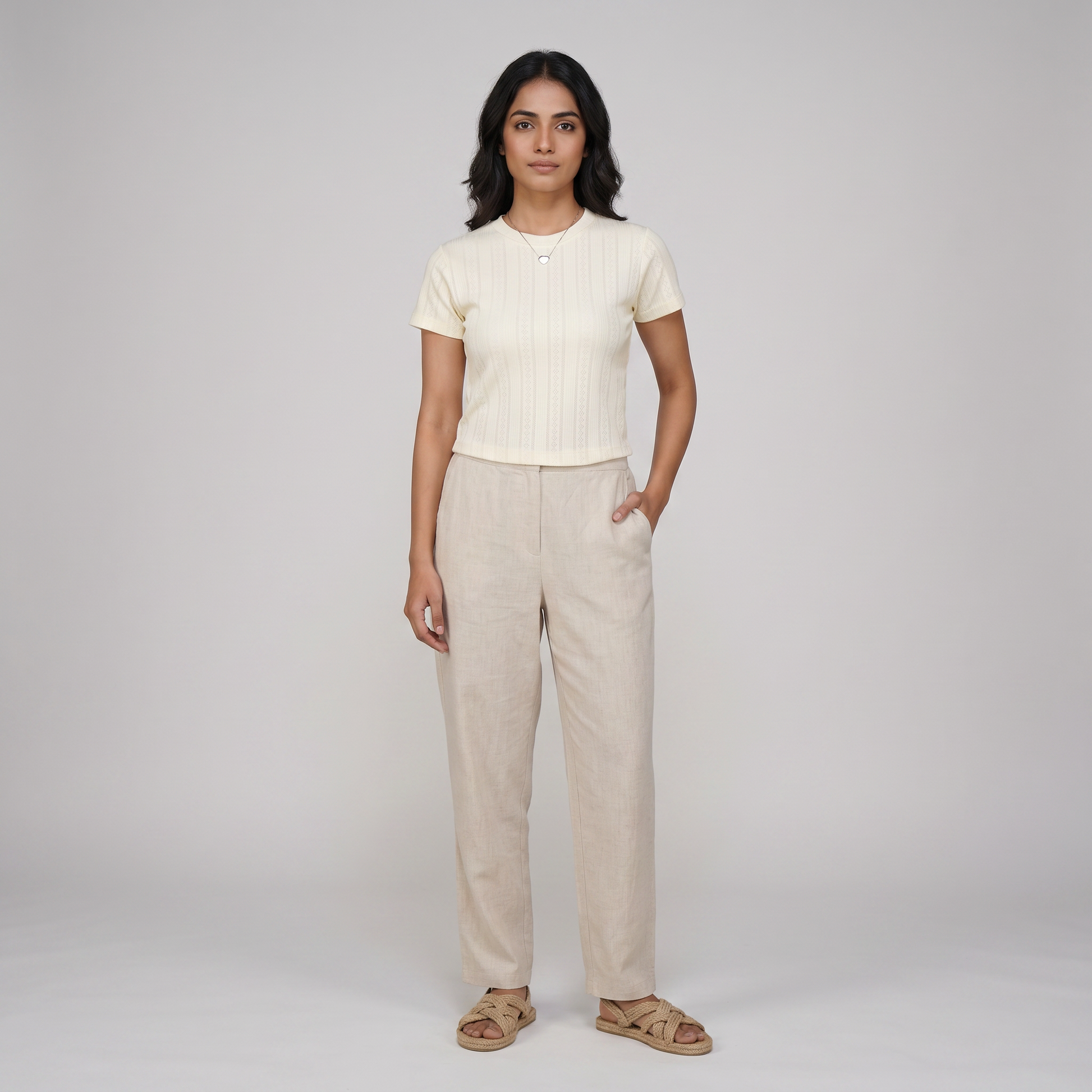Slim Fit Solid Crop T-Shirt