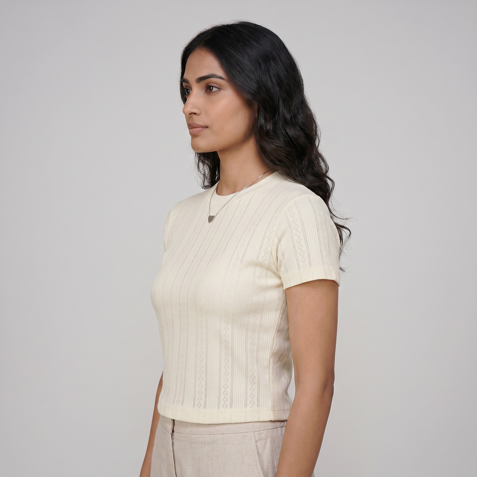 Slim Fit Solid Crop T-Shirt