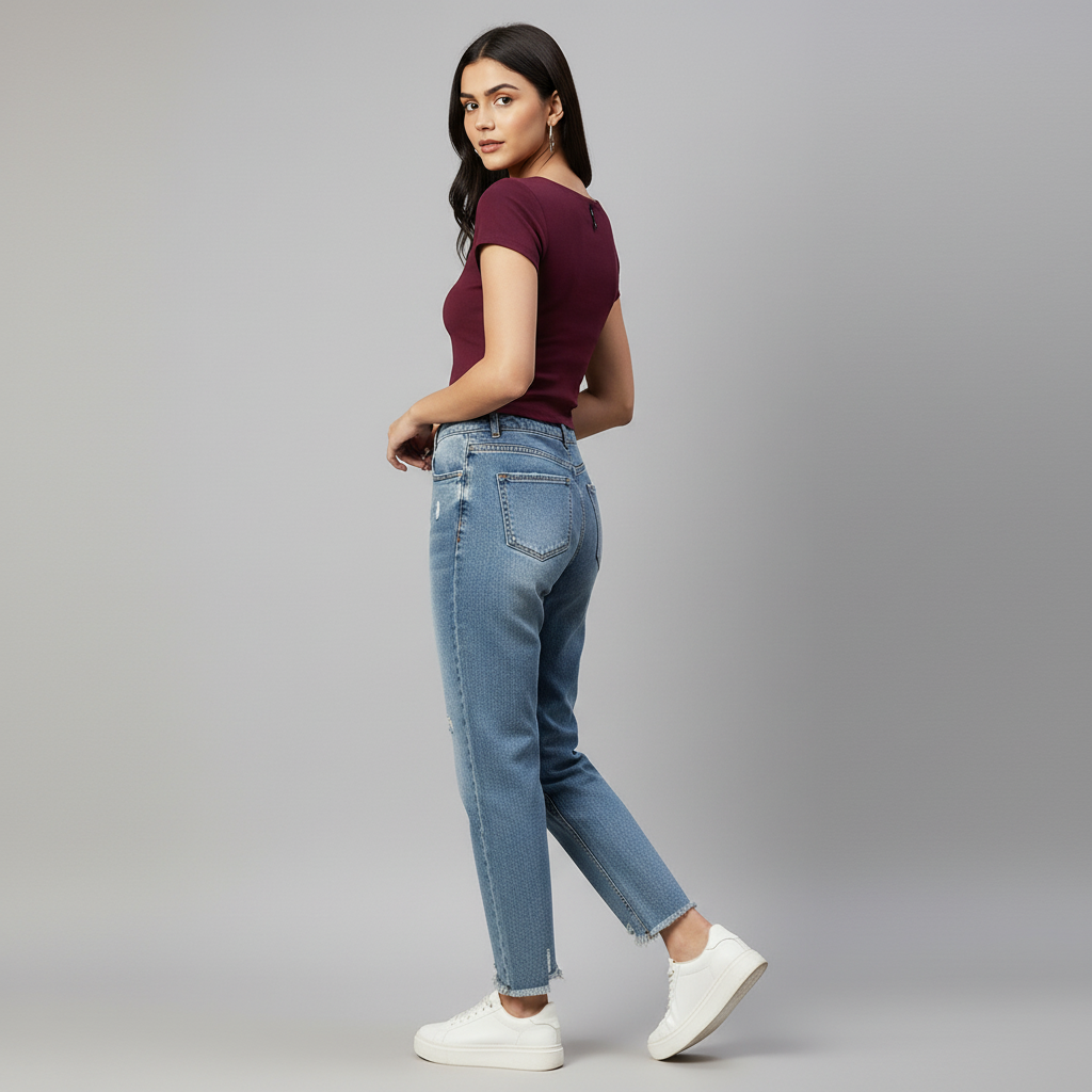 Knitted Solid Slim Fit T-Shirt