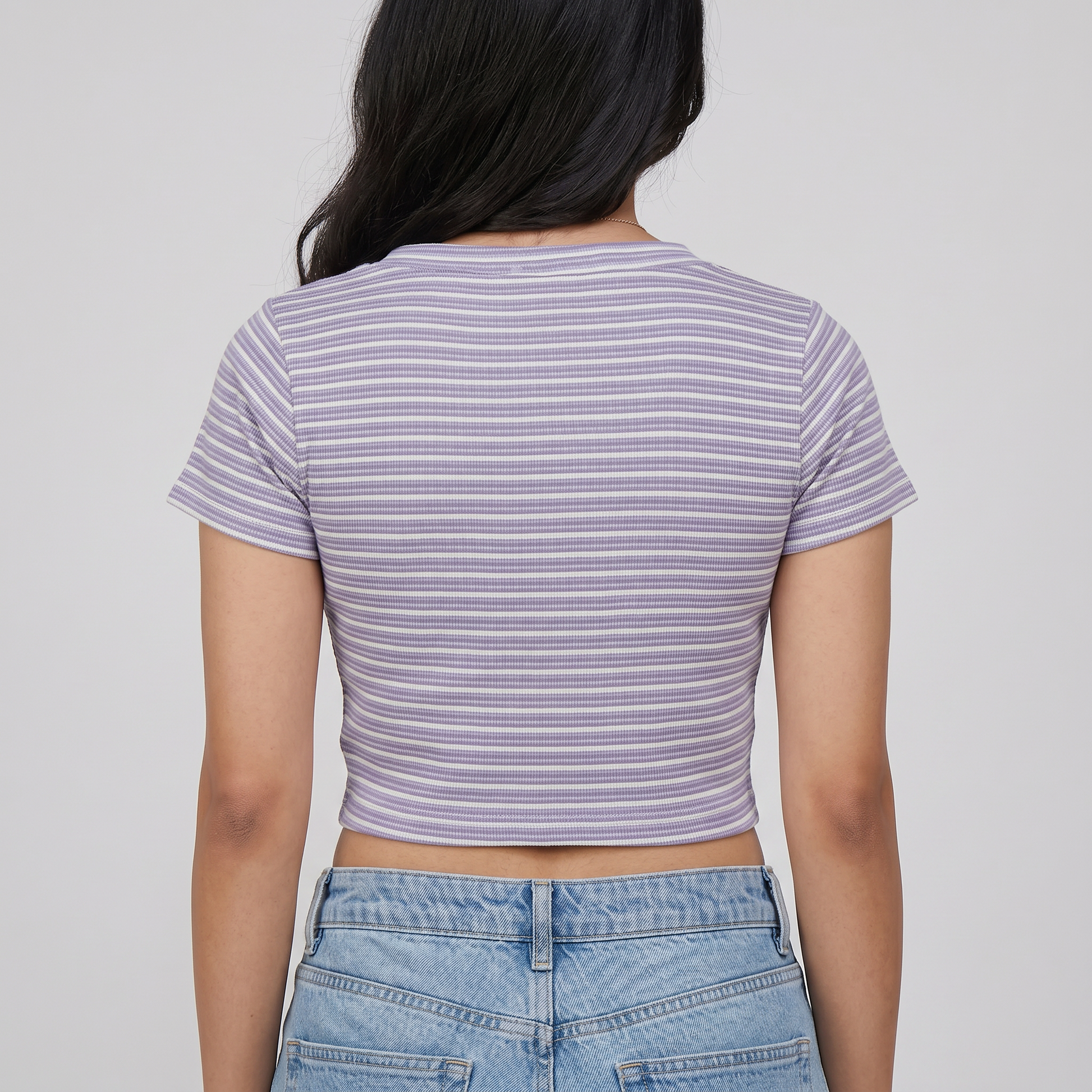 Striped Slim Fit Crop T-Shirt