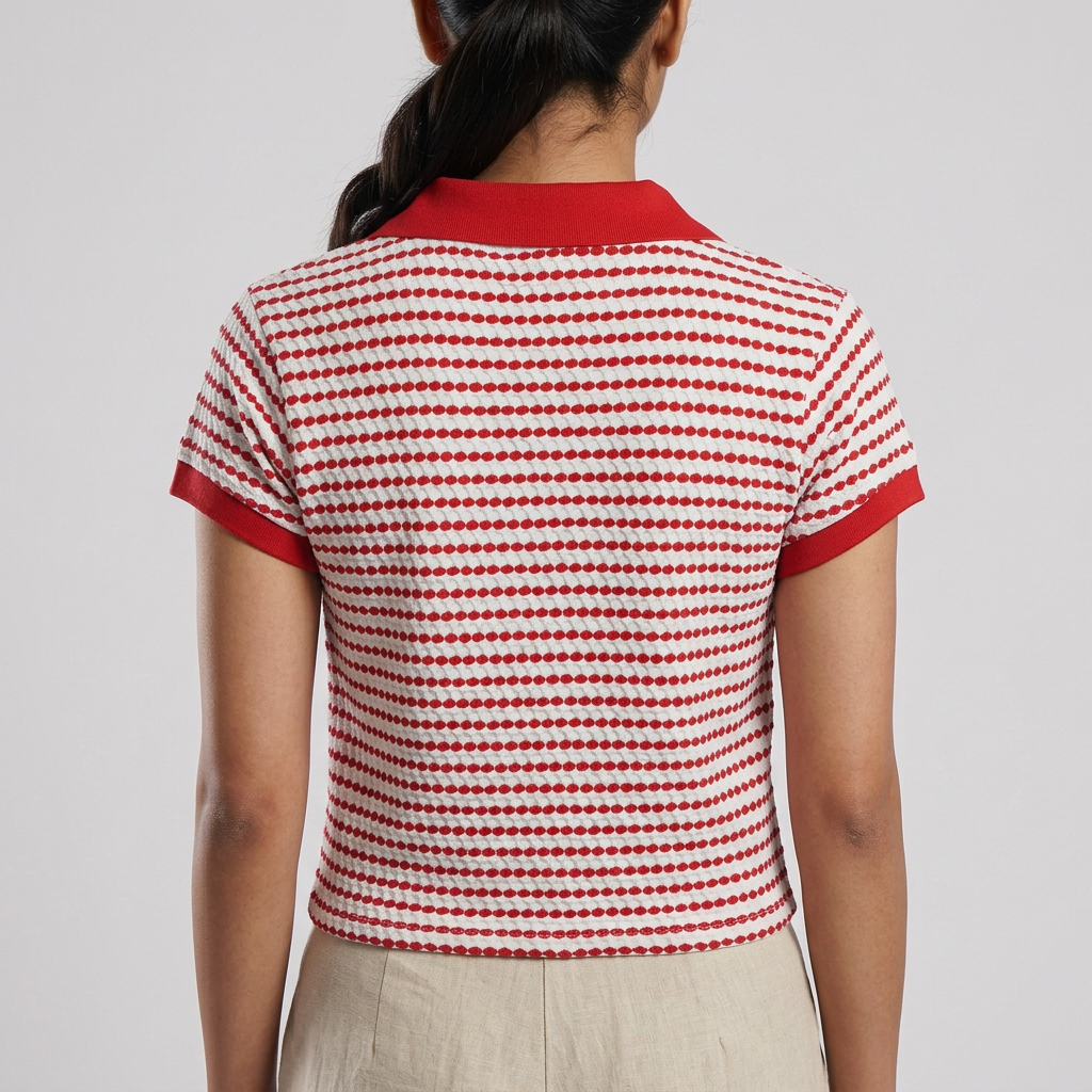 Striped Cropped Polo T-Shirt