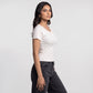 Solid V-Neck Cropped T-Shirt