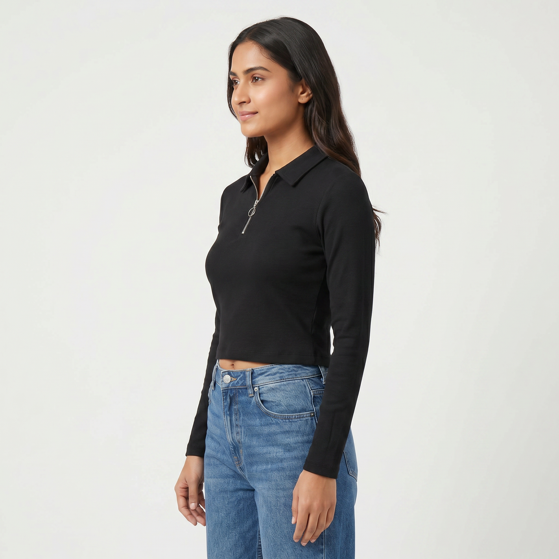 Slim Fit Cropped Polo T-Shirt