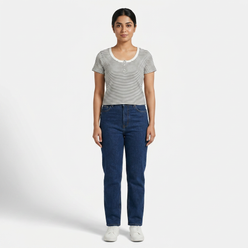 Striped Slim Fit Cropped T-Shirt