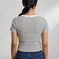 Striped Slim Fit Cropped T-Shirt
