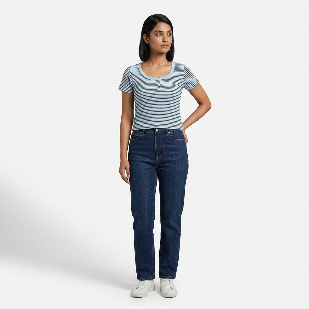 Striped Slim Fit Cropped T-Shirt