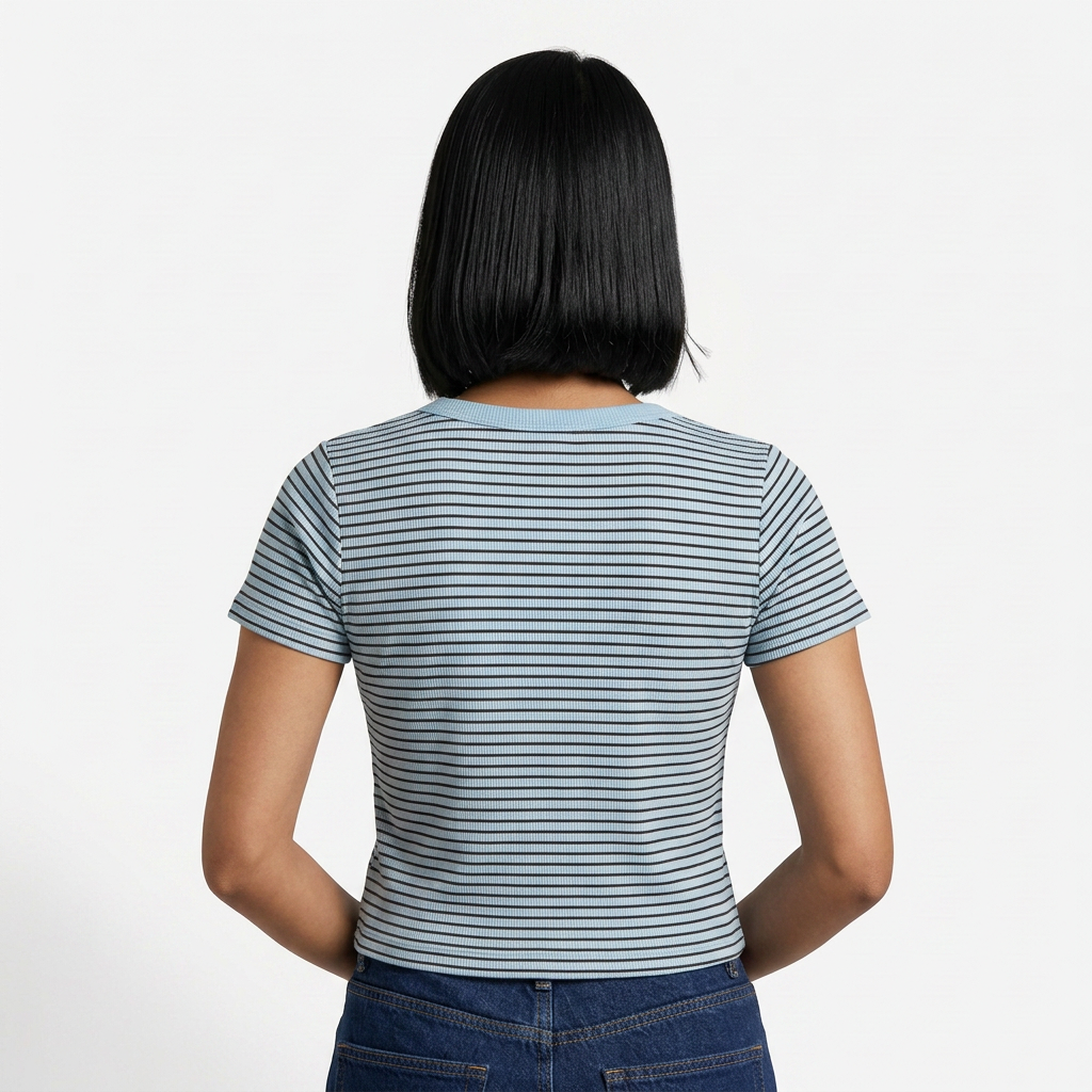 Striped Slim Fit Cropped T-Shirt