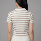 Striped Cropped Polo T-Shirt