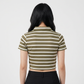 Striped Cropped Polo T-Shirt