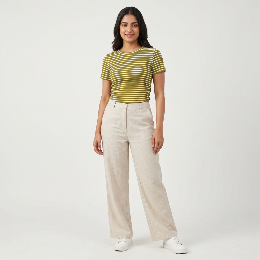 Striped Slim Fit Cropped T-Shirt