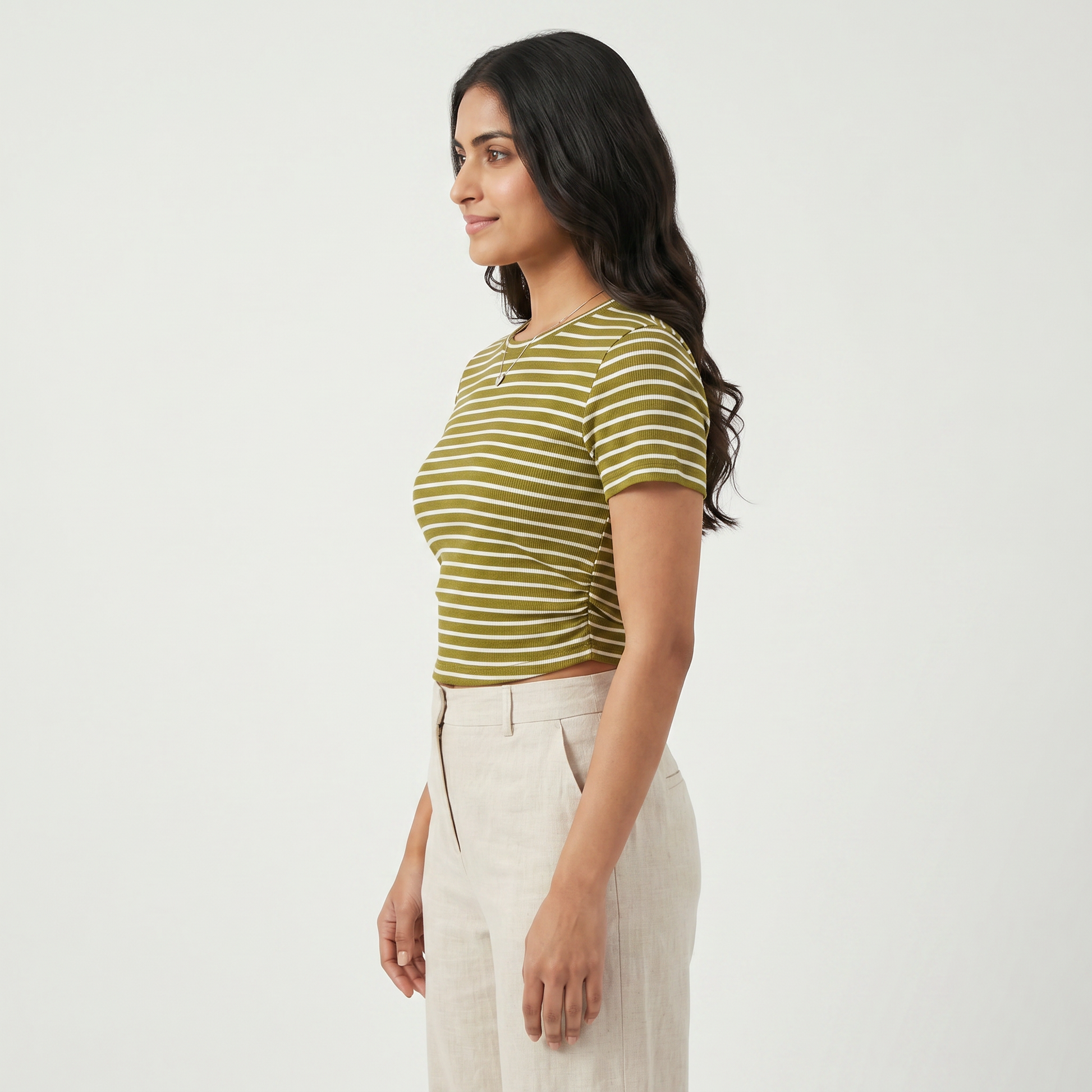 Striped Slim Fit Cropped T-Shirt