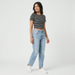 Striped Slim Fit Cropped T-Shirt