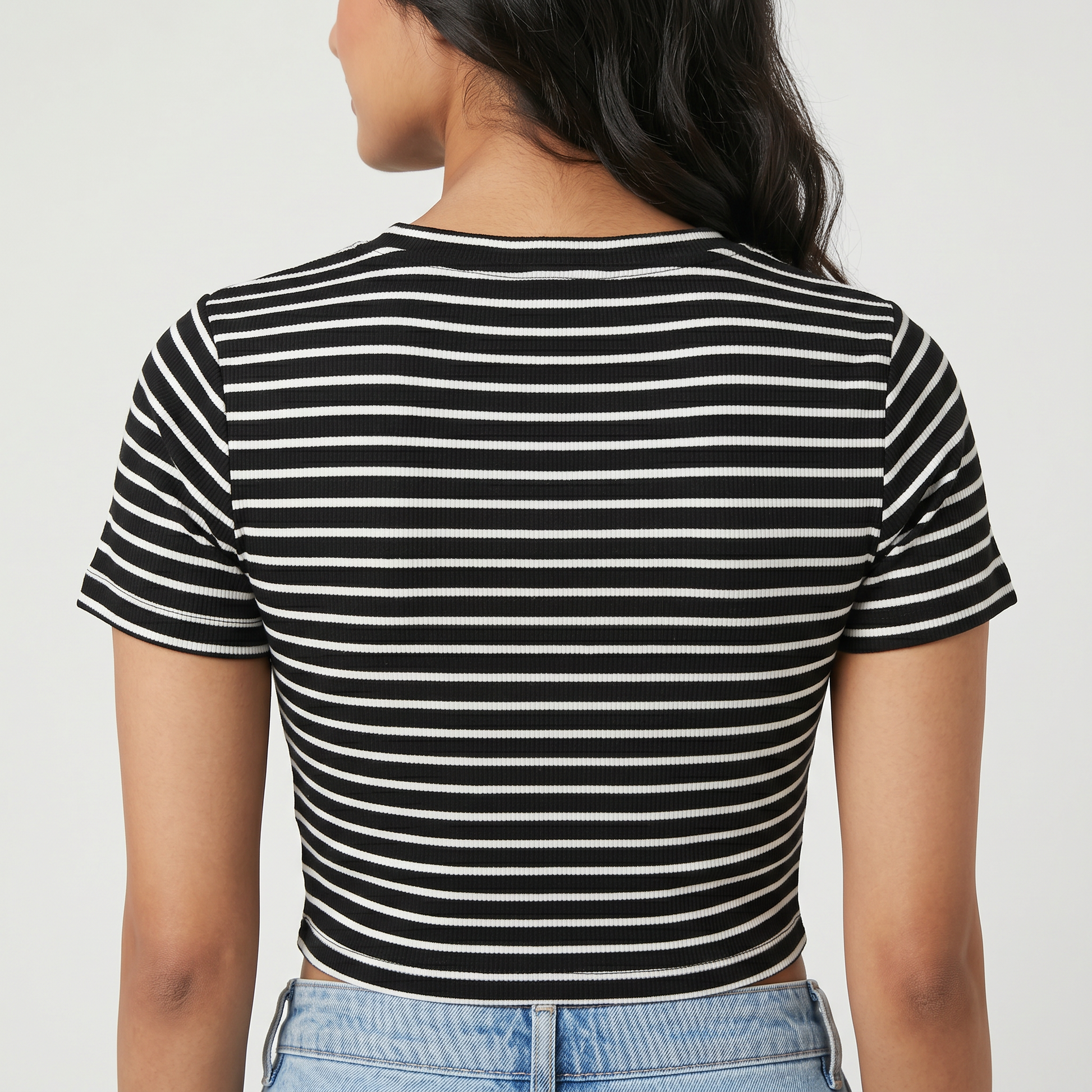 Striped Slim Fit Cropped T-Shirt