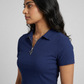 Solid Essential Tee Partial Zipper Opening