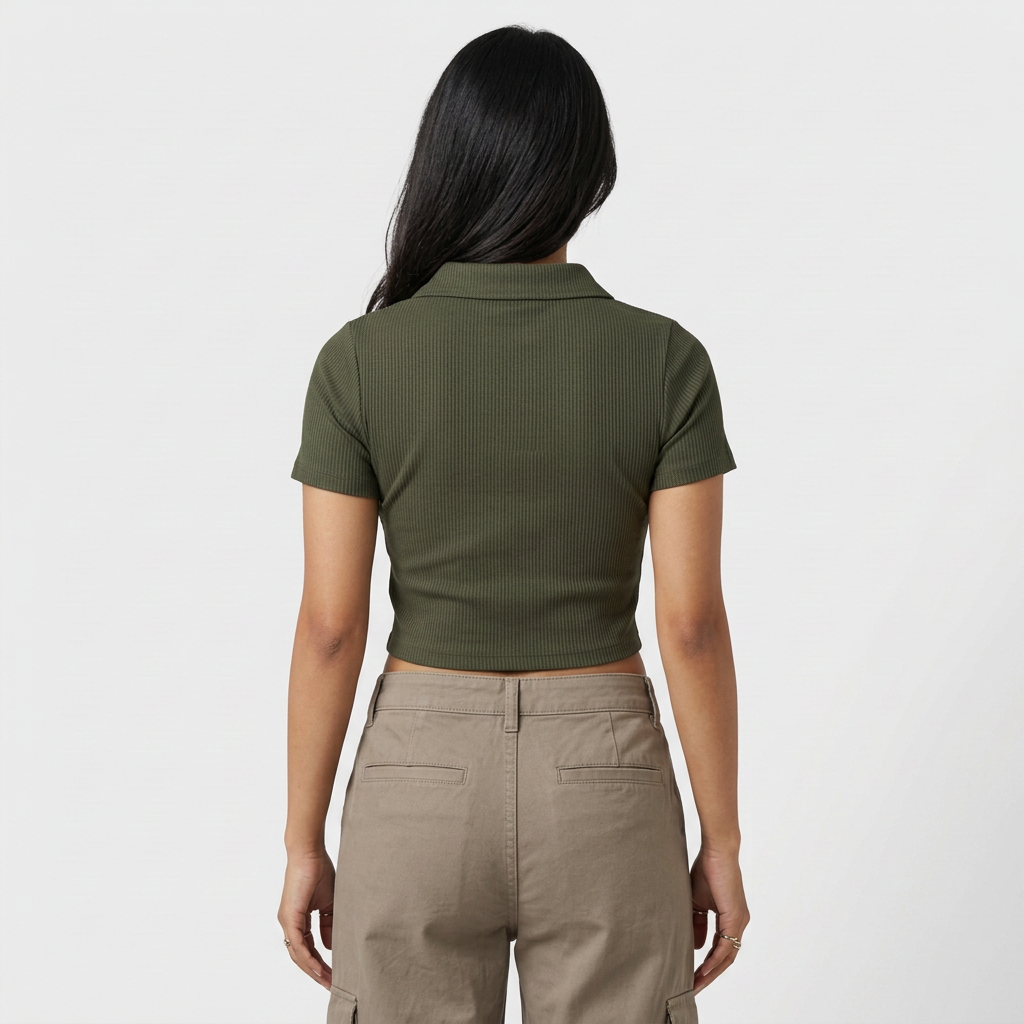 Solid Essential Tee Partial Zipper Opening