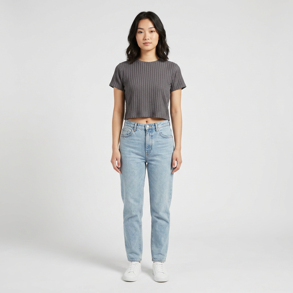 Structured Slim Fit Cropped T-Shirt