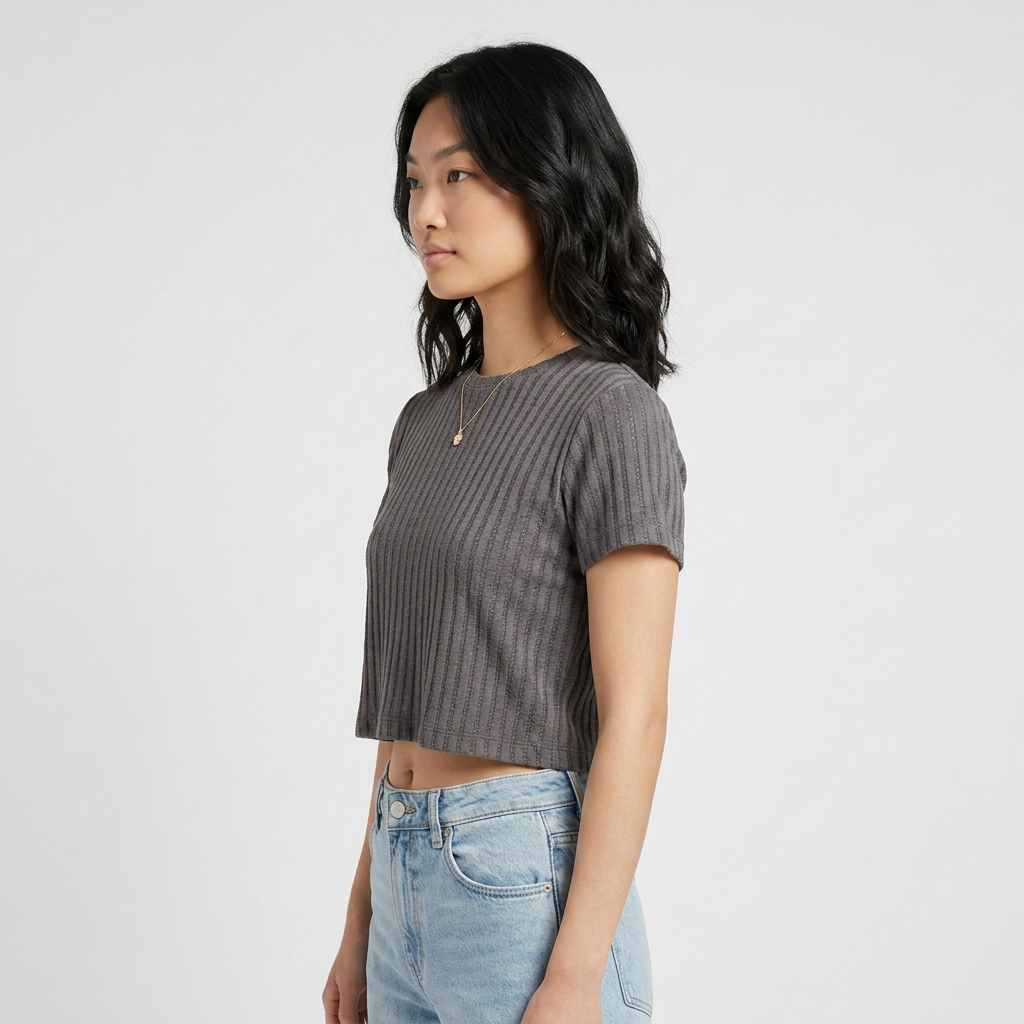 Structured Slim Fit Cropped T-Shirt