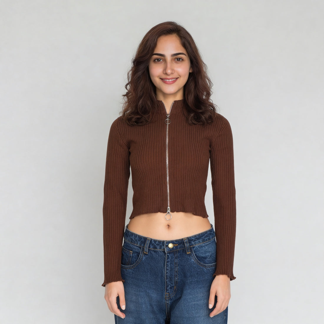 Structured Full Sleeve Flat Knit T-Shirt