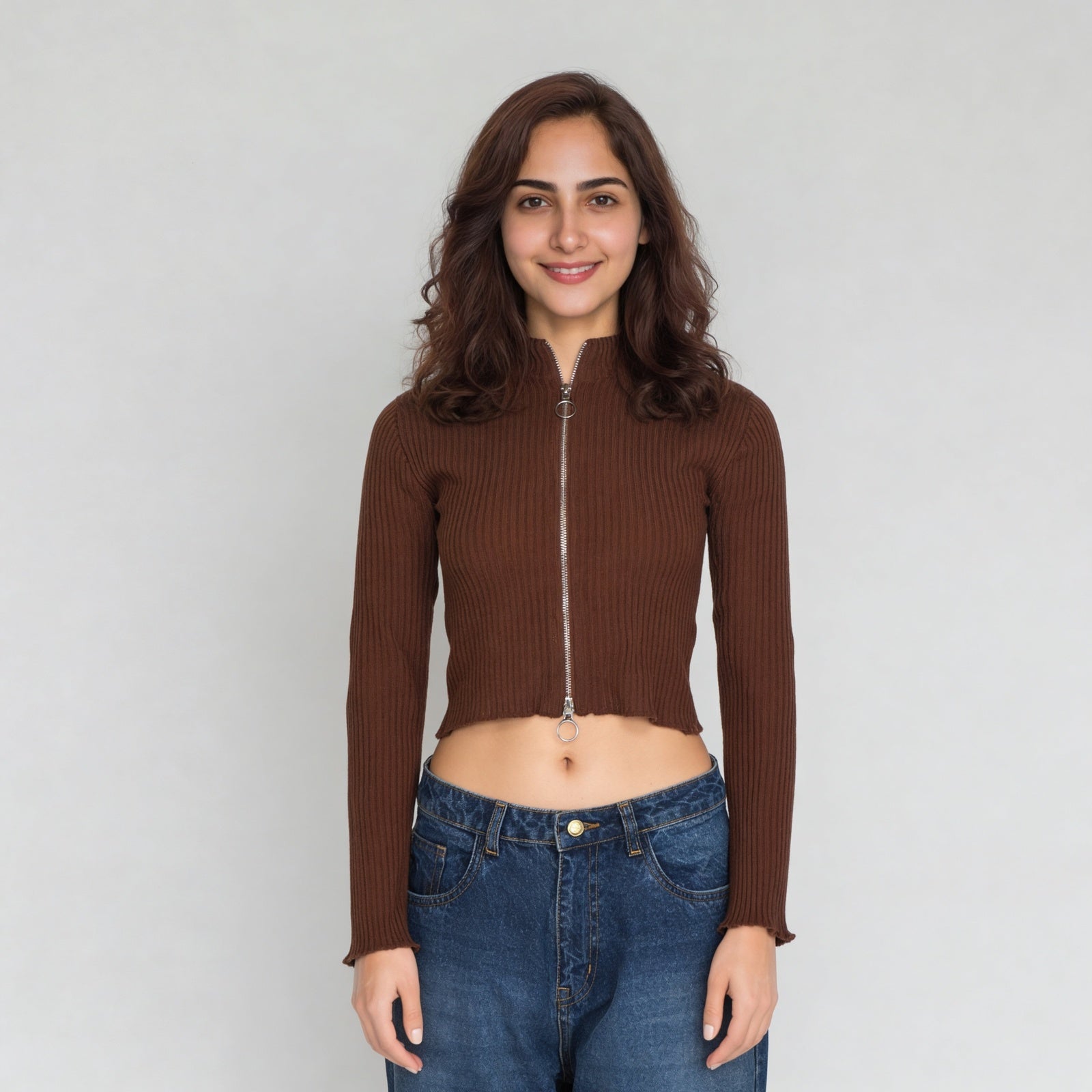 Structured Full Sleeve Flat Knit T-Shirt