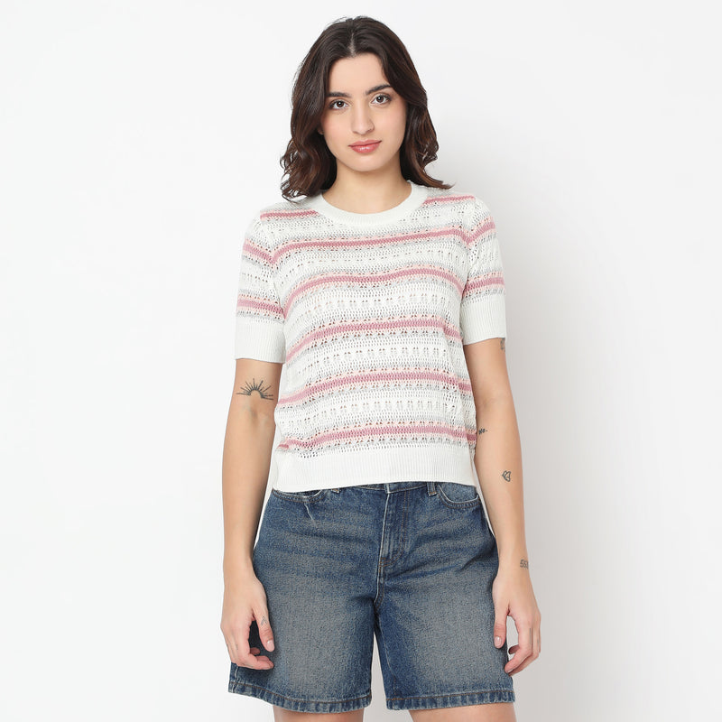 Regular Fit Striped Sweat Tees