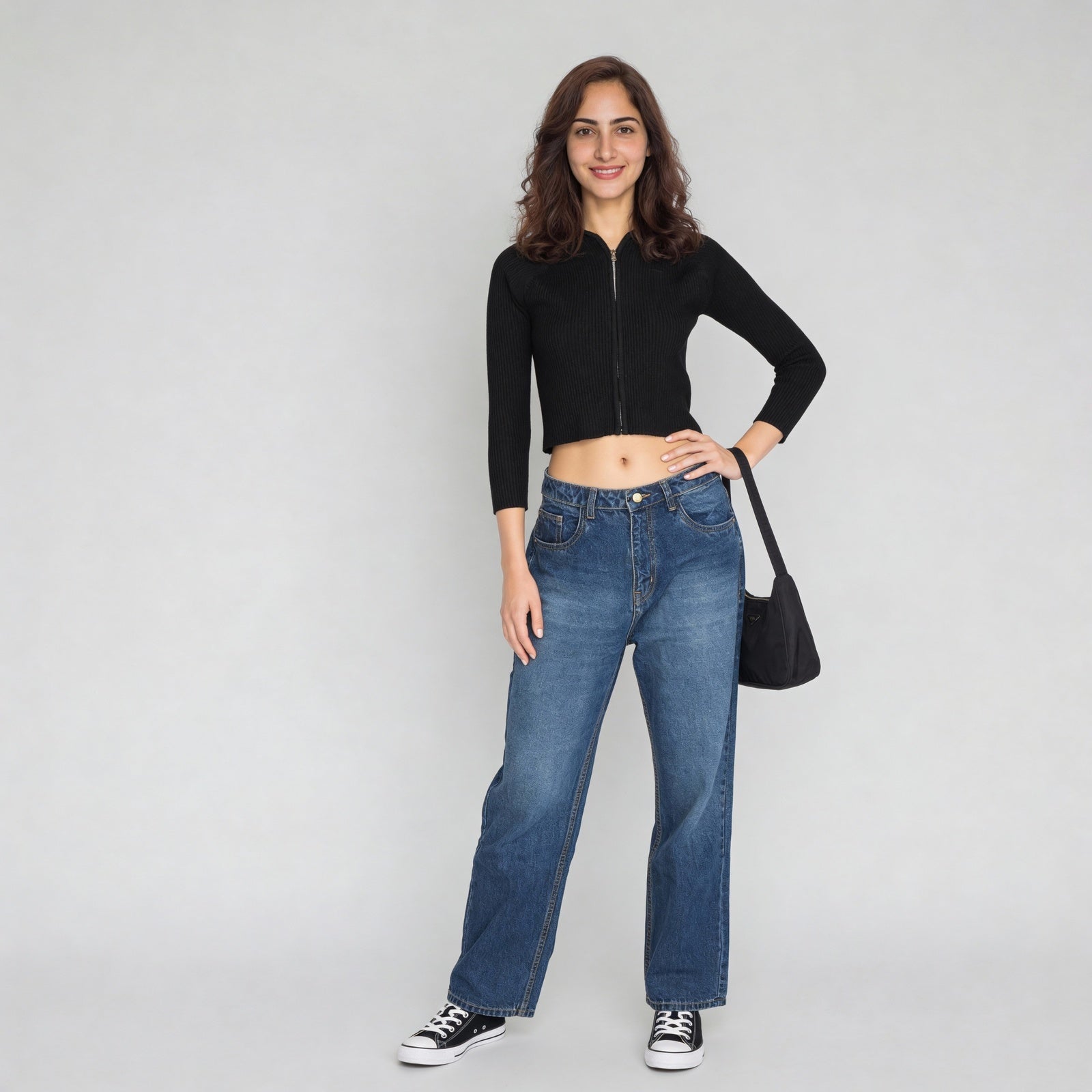 Knitted Full Sleeve Flat Knit Top