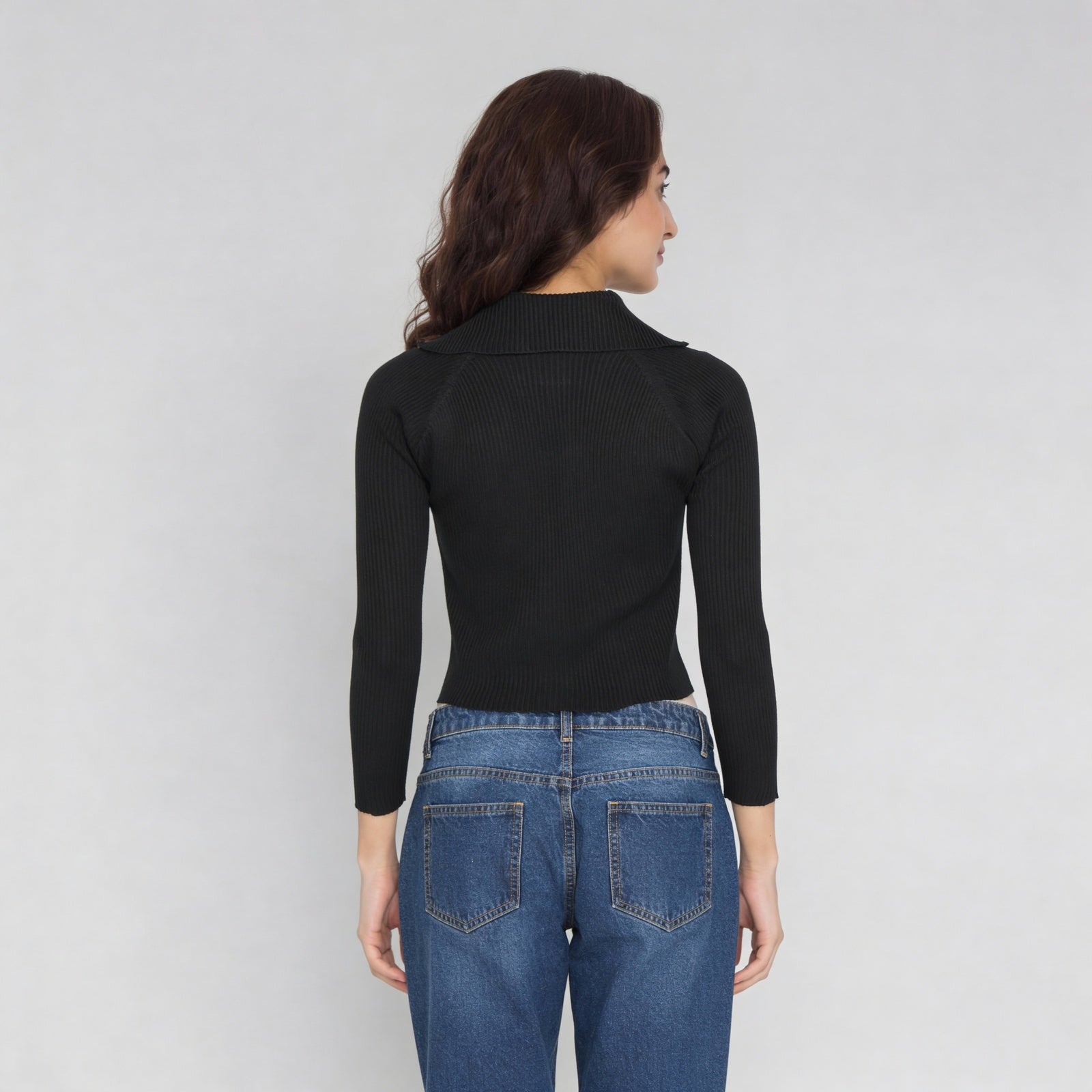 Knitted Full Sleeve Flat Knit Top