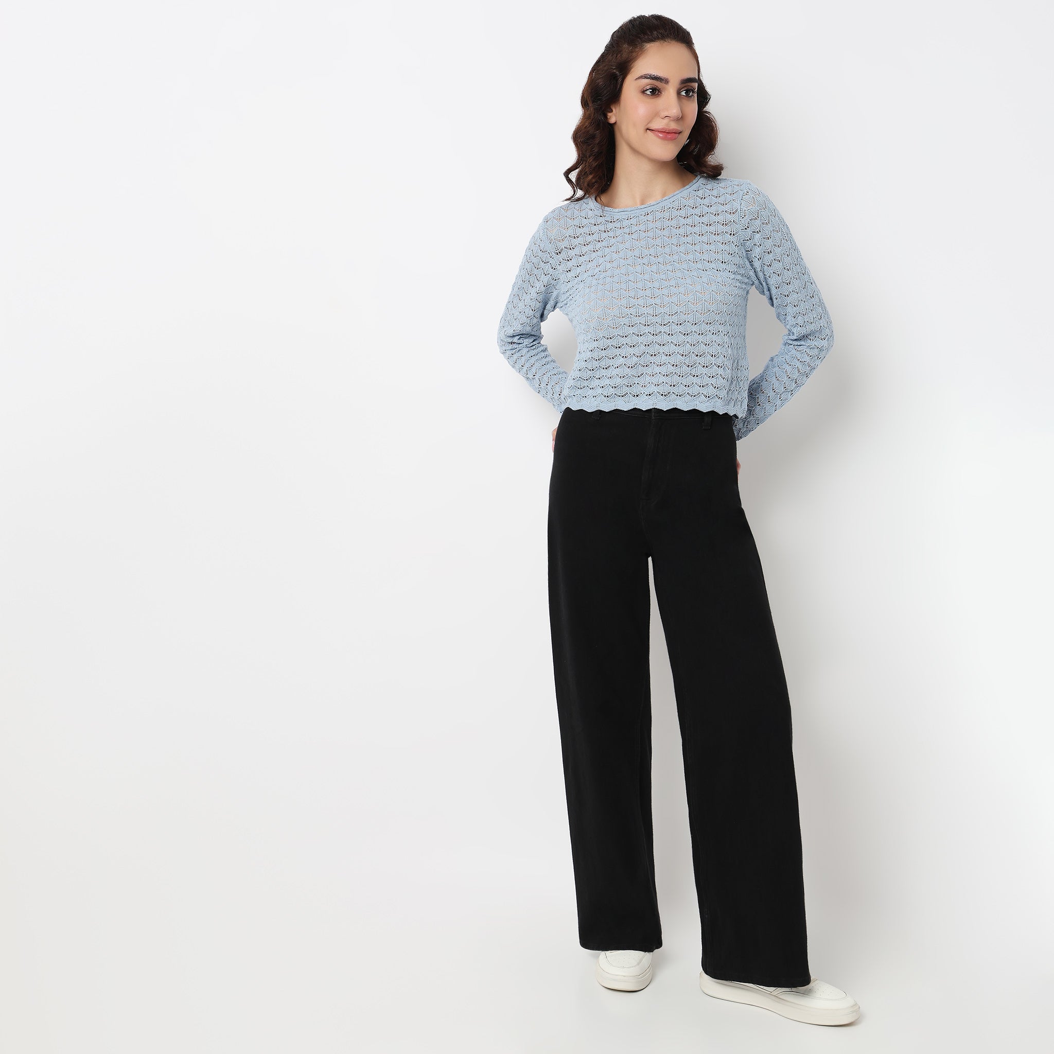 Cotton Full Sleeve Flatknit Top