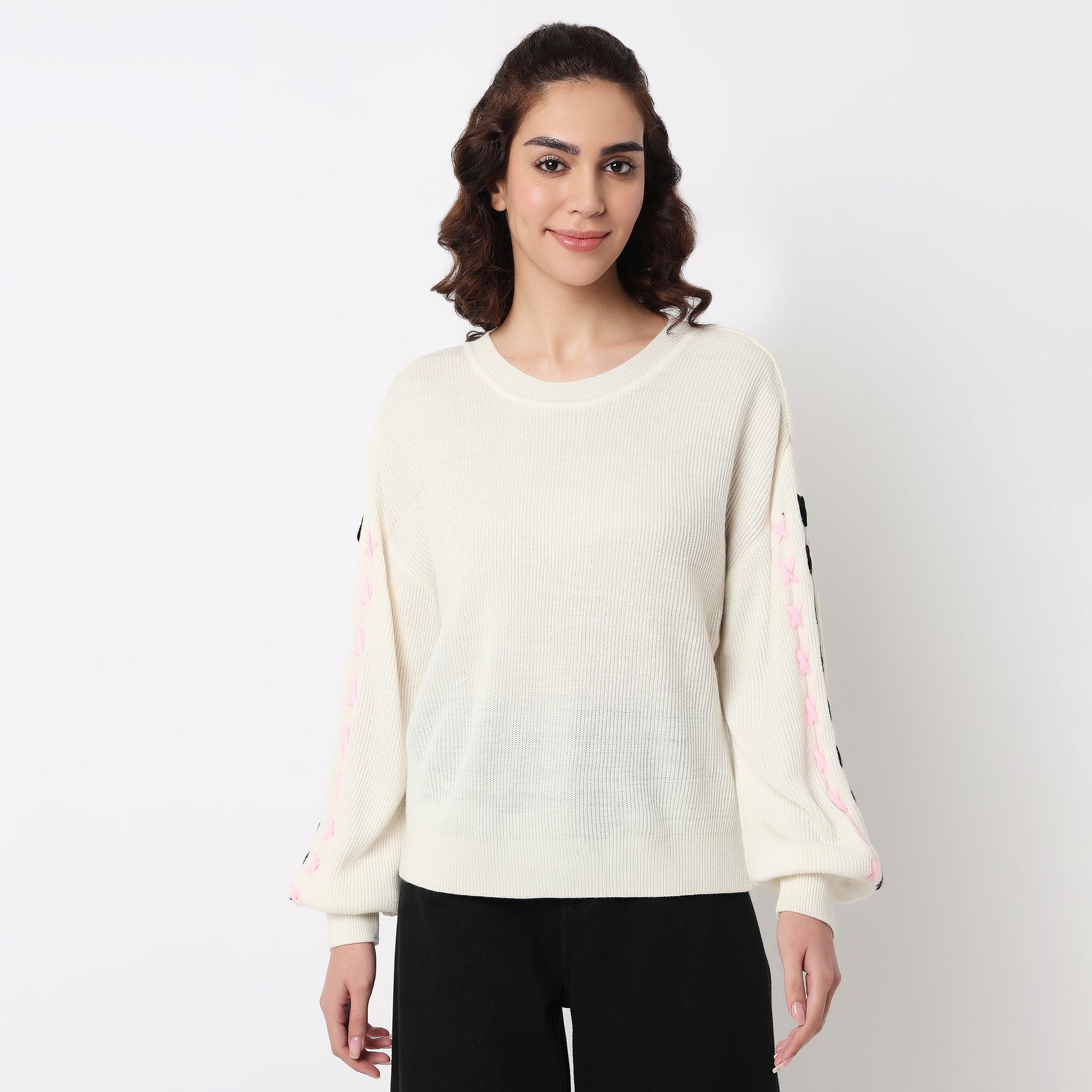 Solid Flat Knit Tops Sweater 
