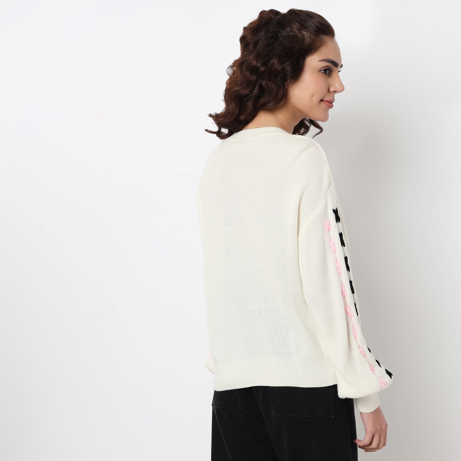 Solid Flat Knit Tops Sweater 