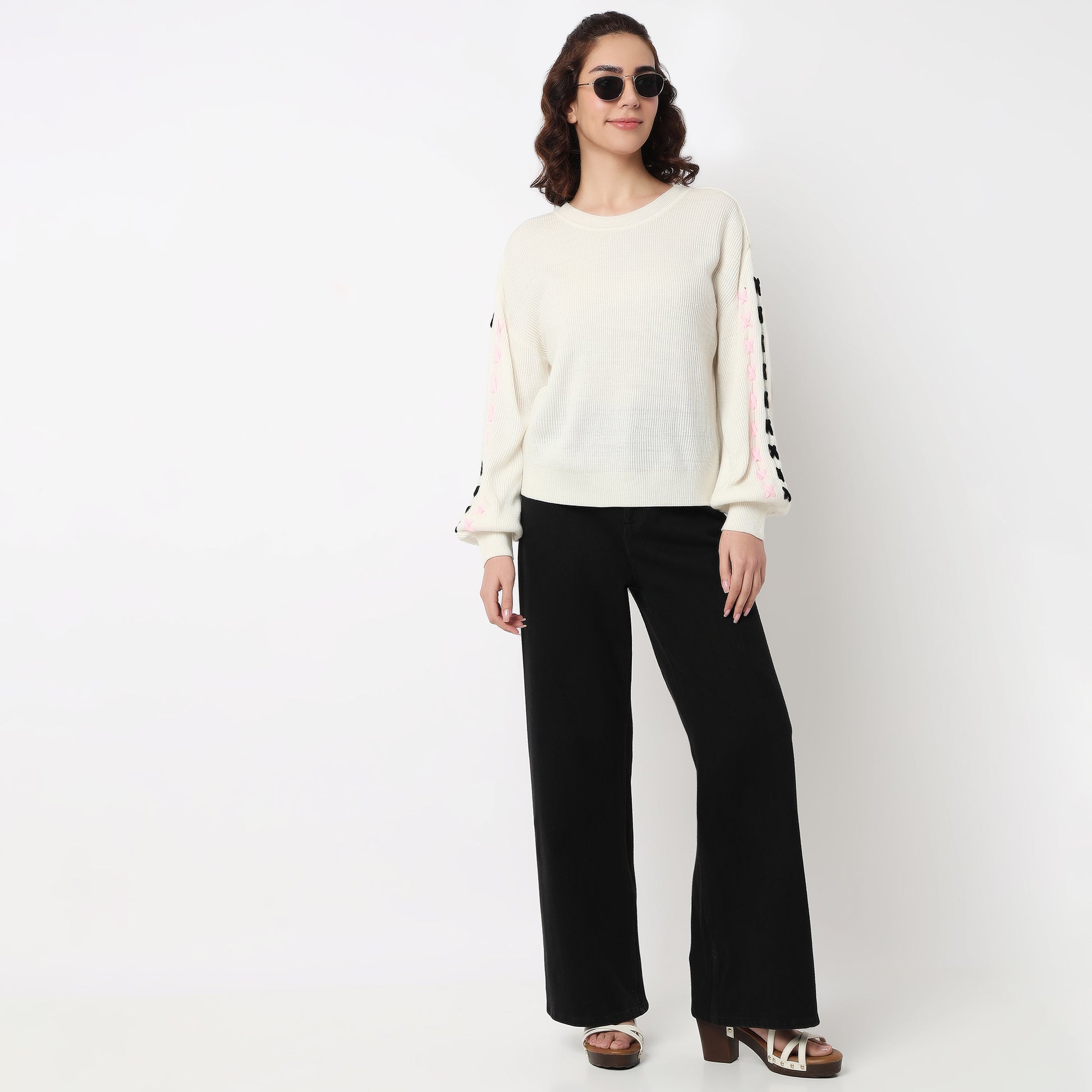 Solid Flat Knit Tops Sweater 