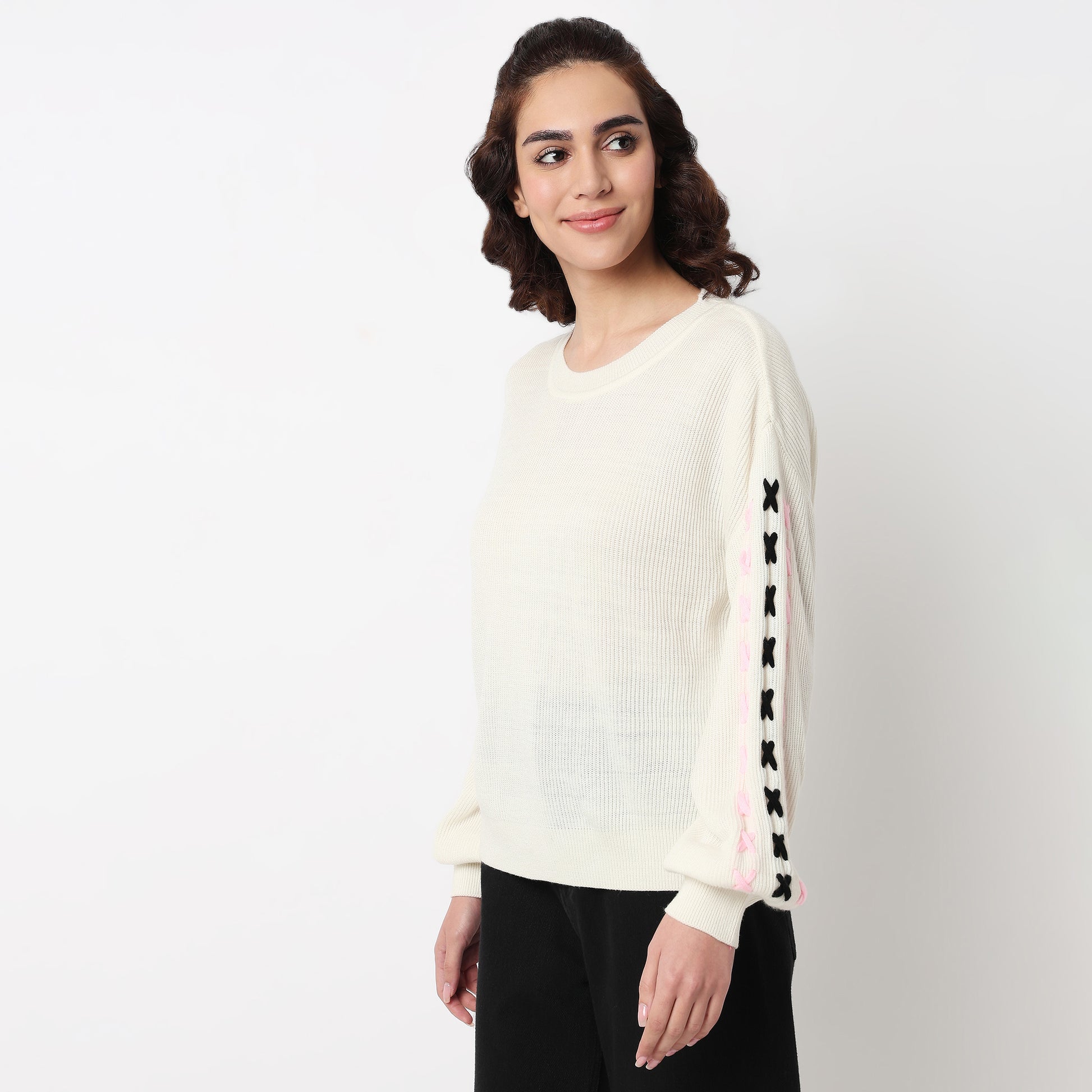 Solid Flat Knit Tops Sweater 