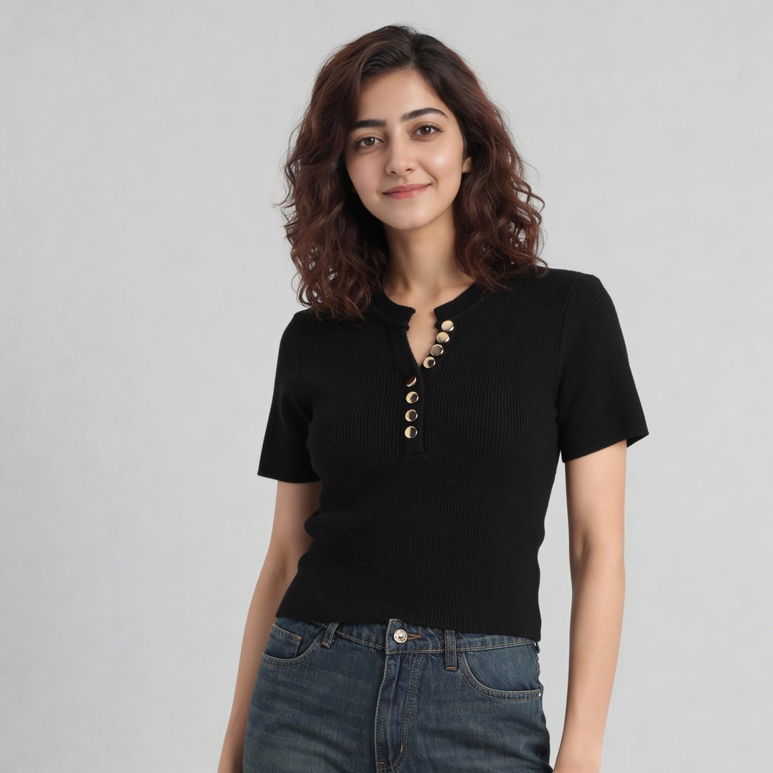 Solid Flat Knit Top