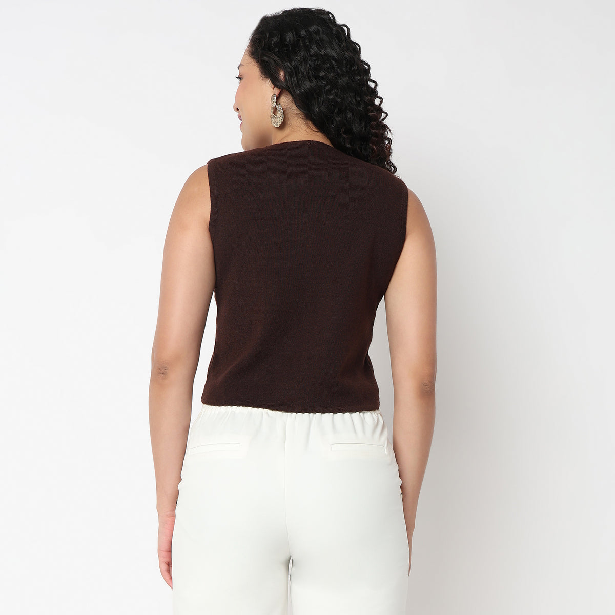 V Neck Flat Knit Crop Top