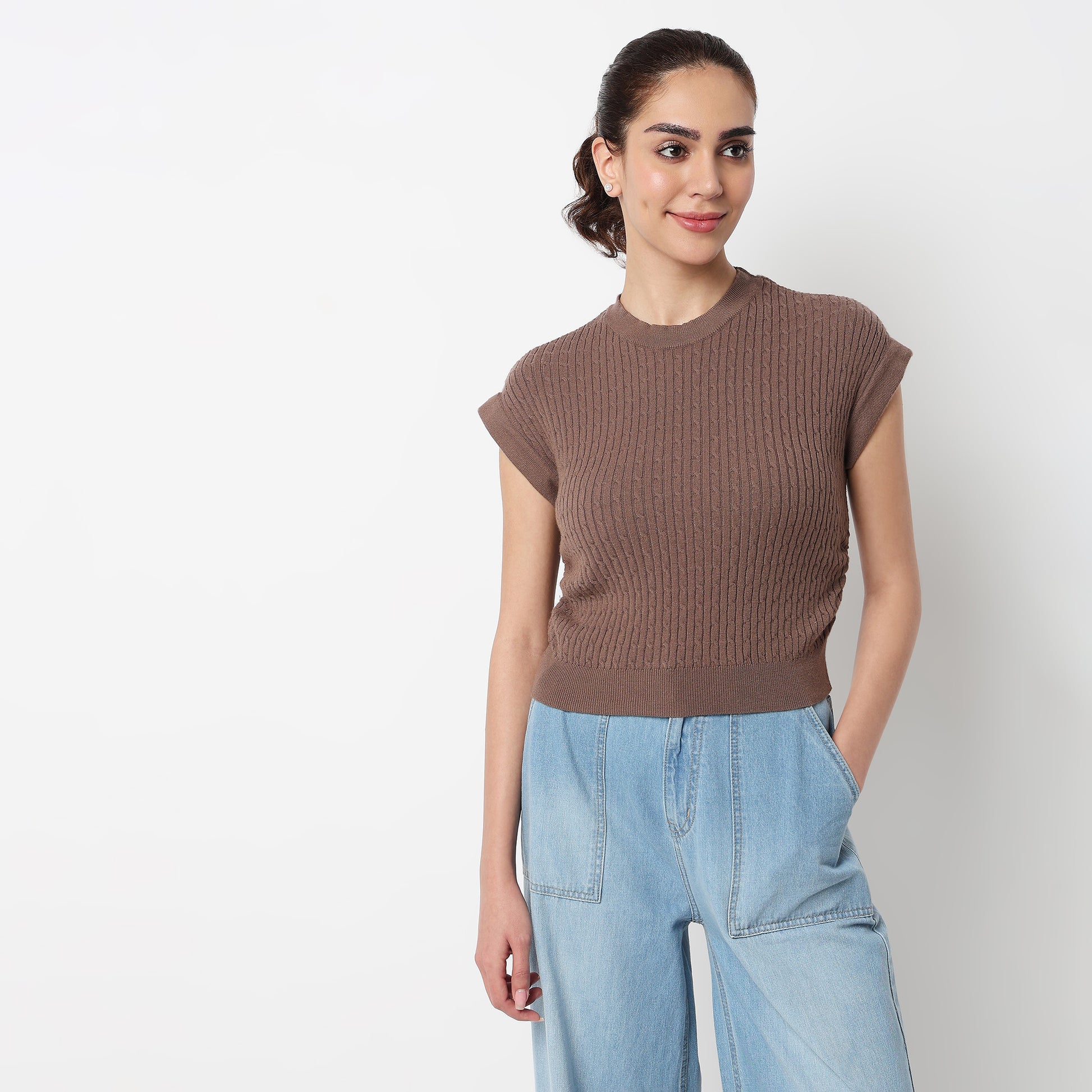 Solid Flat Knit Top
