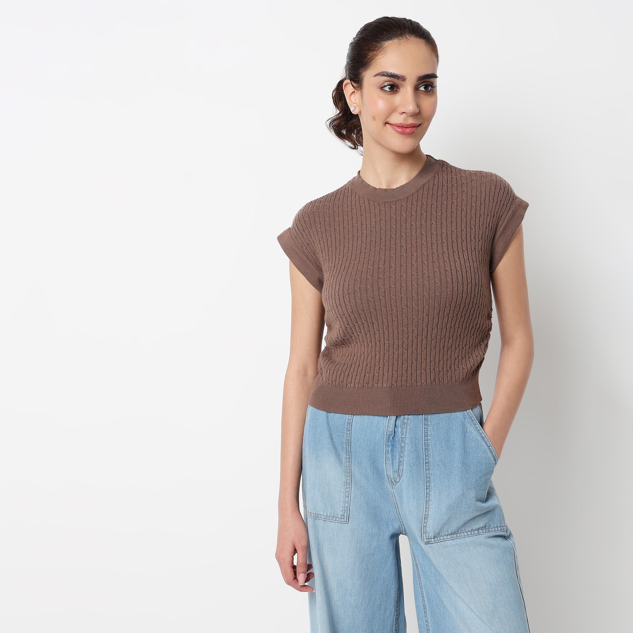 Solid Flat Knit Top