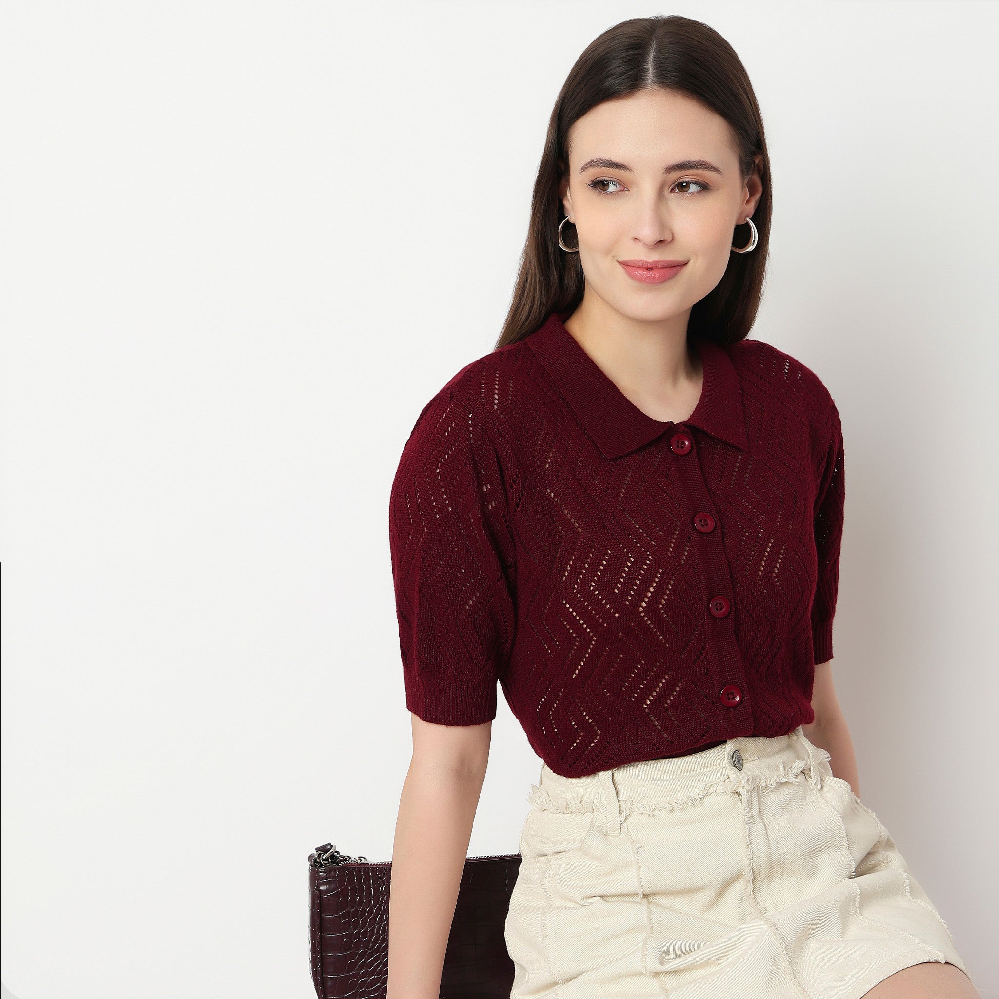 Chevron Pattern Flatknit Top