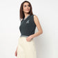 V-Neck Cotton Flatknit Top